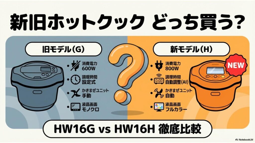 KN-HW16GとKN-HW16Hの違いは6つ！新旧ホットクック比較とおすすめは？
