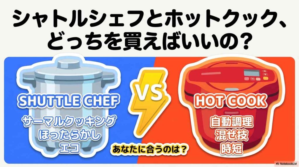 シャトルシェフとホットクックどっちを買うべき？7つの違いを比較解説
