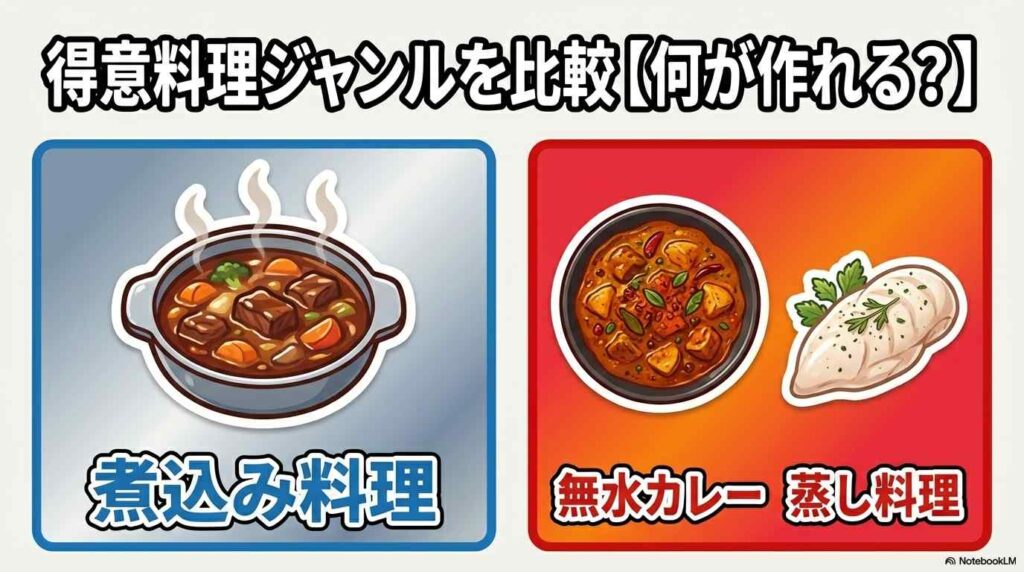 得意料理ジャンルを比較【何が作れる？】