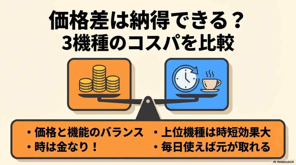 価格差は納得できる？3機種のコスパを比較