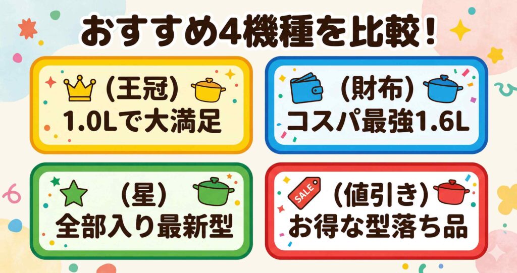 一人暮らし向けホットクックおすすめ4選【比較表】