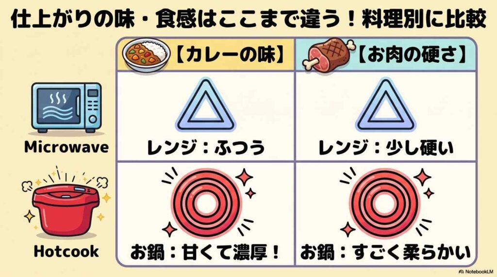 仕上がりの味・食感はここまで違う!料理別に比較