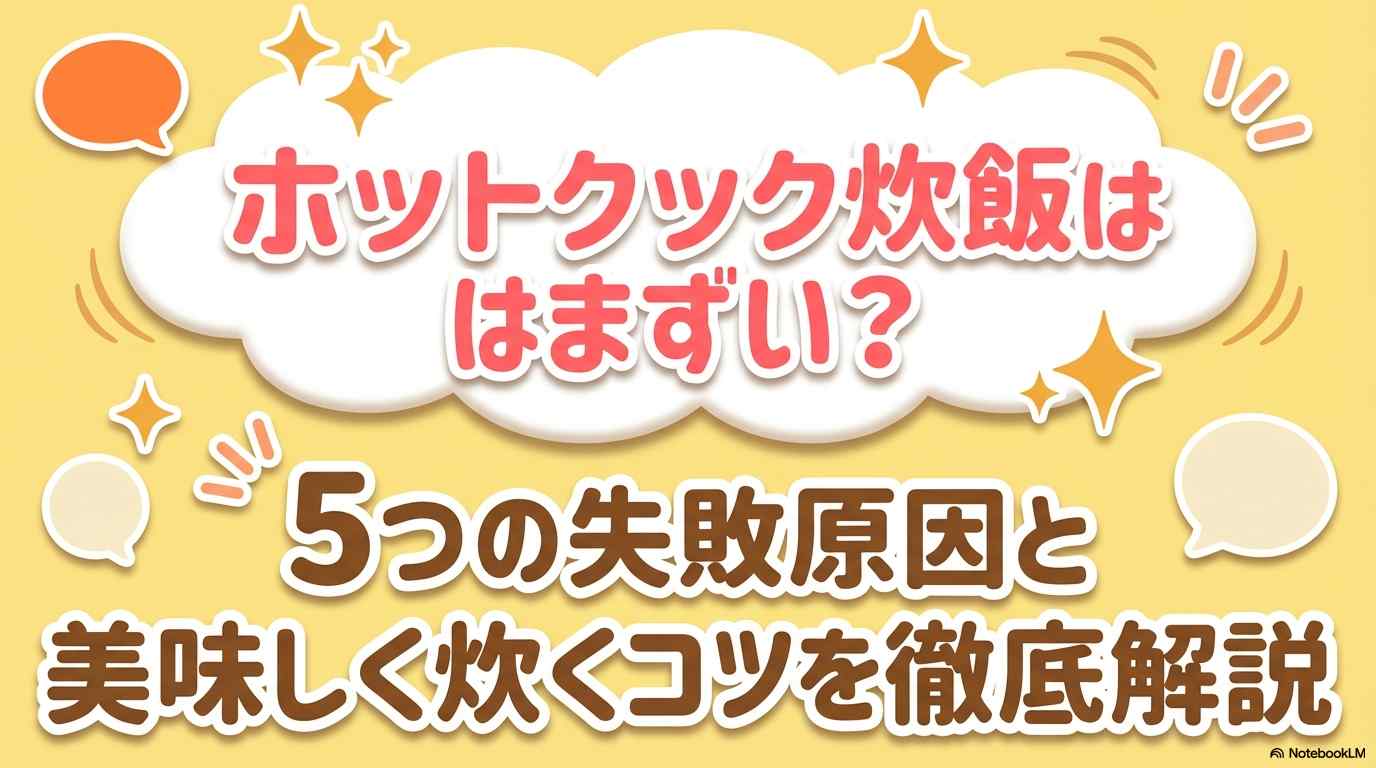 ホットクック炊飯はまずい？5つの失敗原因と美味しく炊くコツを徹底解説