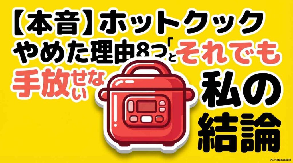 【本音】ホットクックやめた理由8つと「それでも手放せない」私の結論