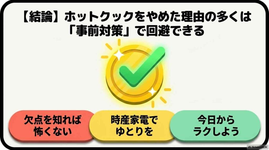 【結論】ホットクックをやめた理由の多くは「事前対策」で回避できる