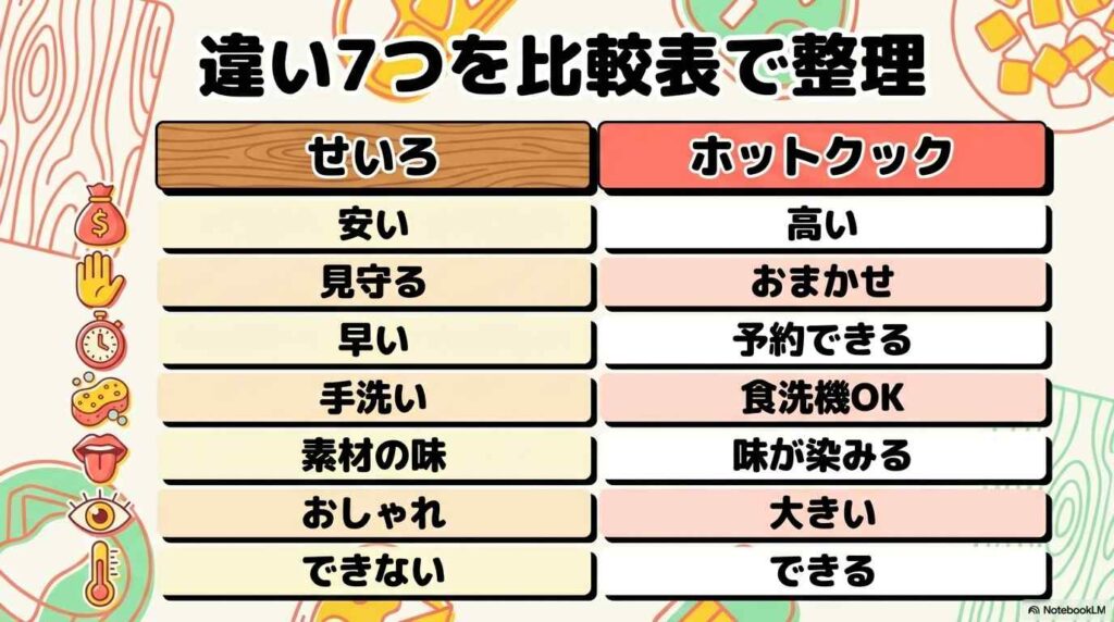せいろとホットクックの違い7つを比較表で整理