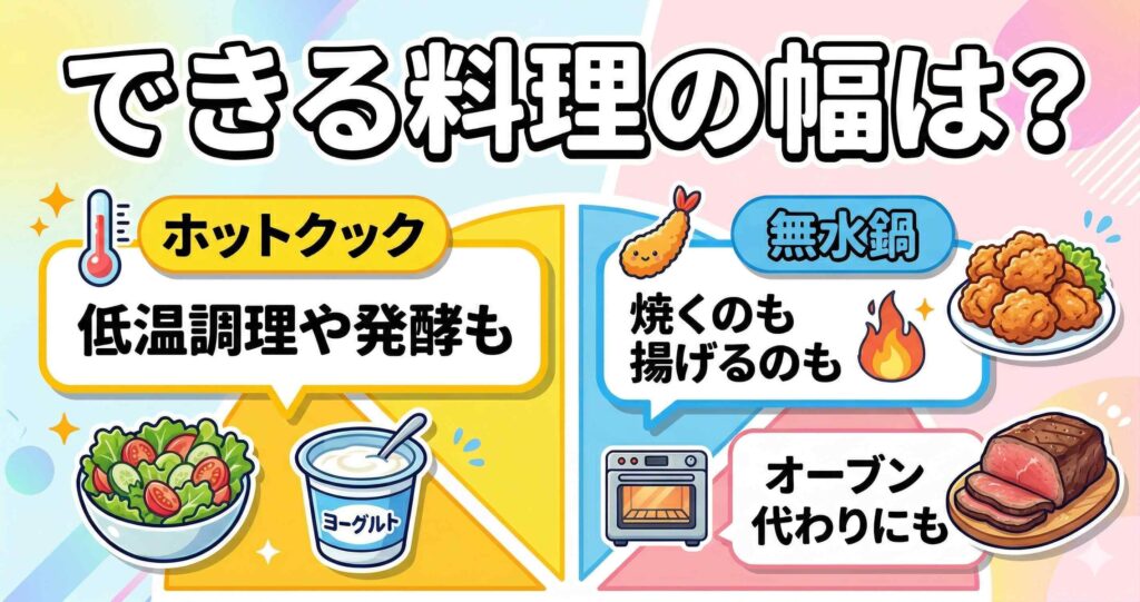 比較②：できる調理法の幅はどっちが広い