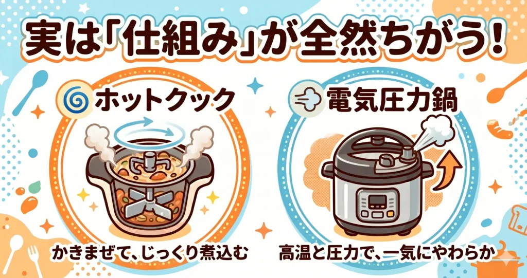比較① 調理の仕組み 〜圧力鍋ではなく水なし自動調理鍋〜