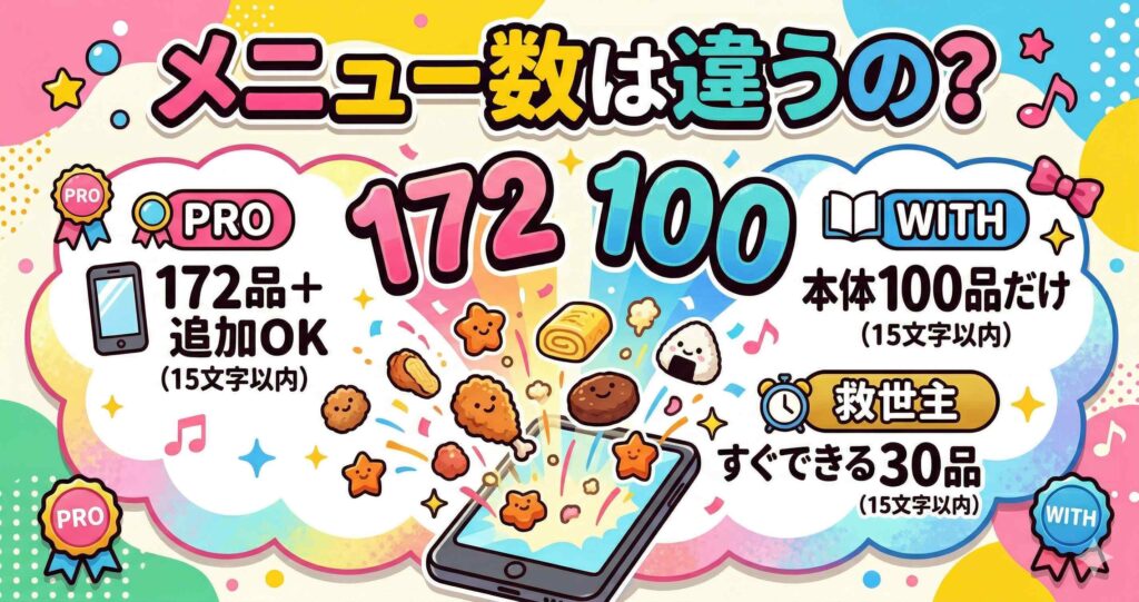 比較②：メニュー数とレシピの広がり