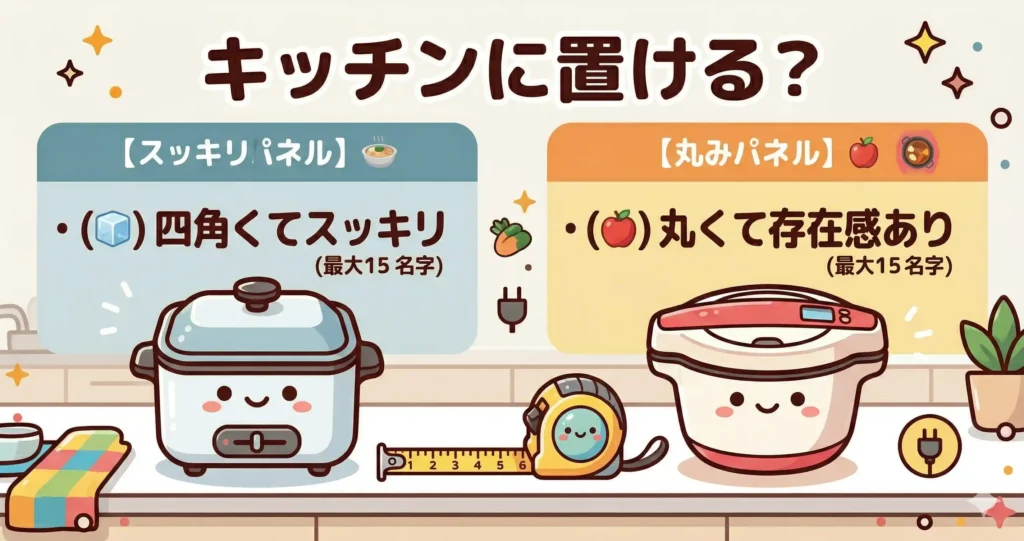 比較③：サイズ・重さ・キッチンでの存在感