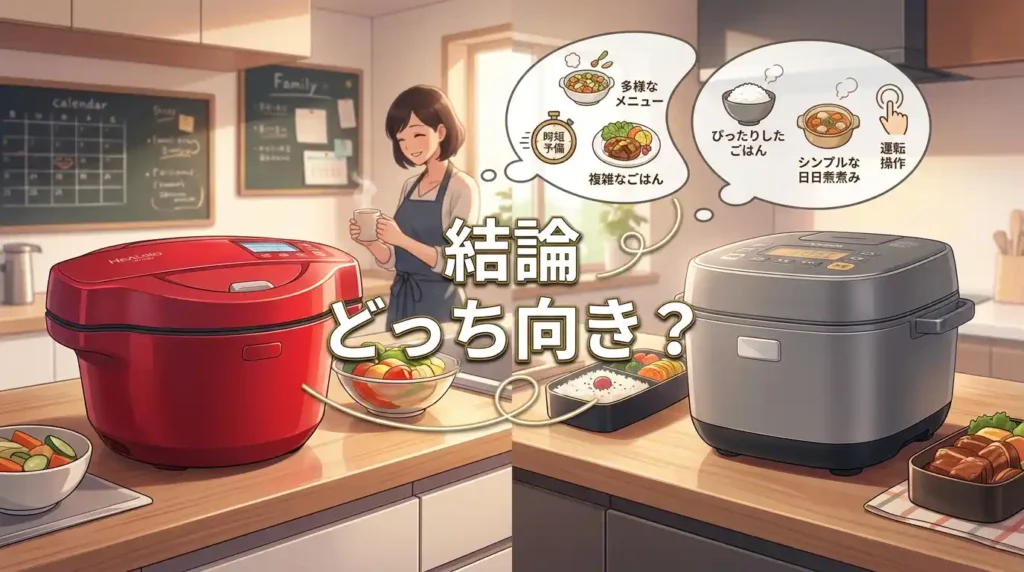 結論〜ホットクックと象印はどんな人にどっちがおすすめ？