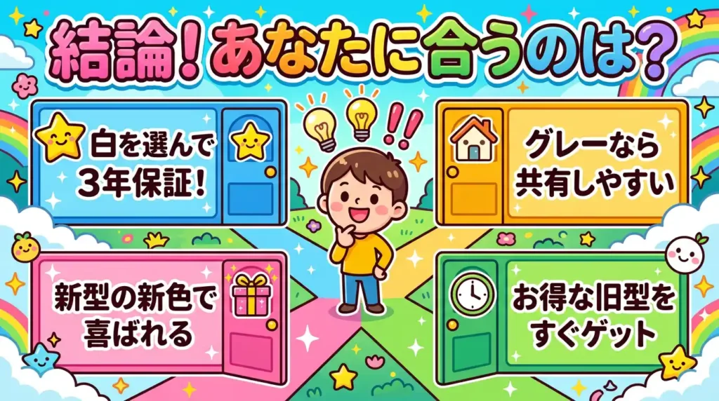 結論：EH-NE7MとEH-NE7Lはどっちがおすすめ？生活シーン4タイプ別の選び方
