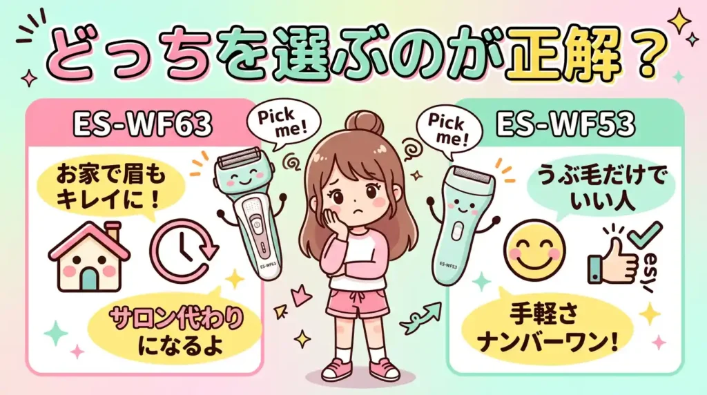 ES-WF53とES-WF63はどっちがいい？タイプ別の選び方