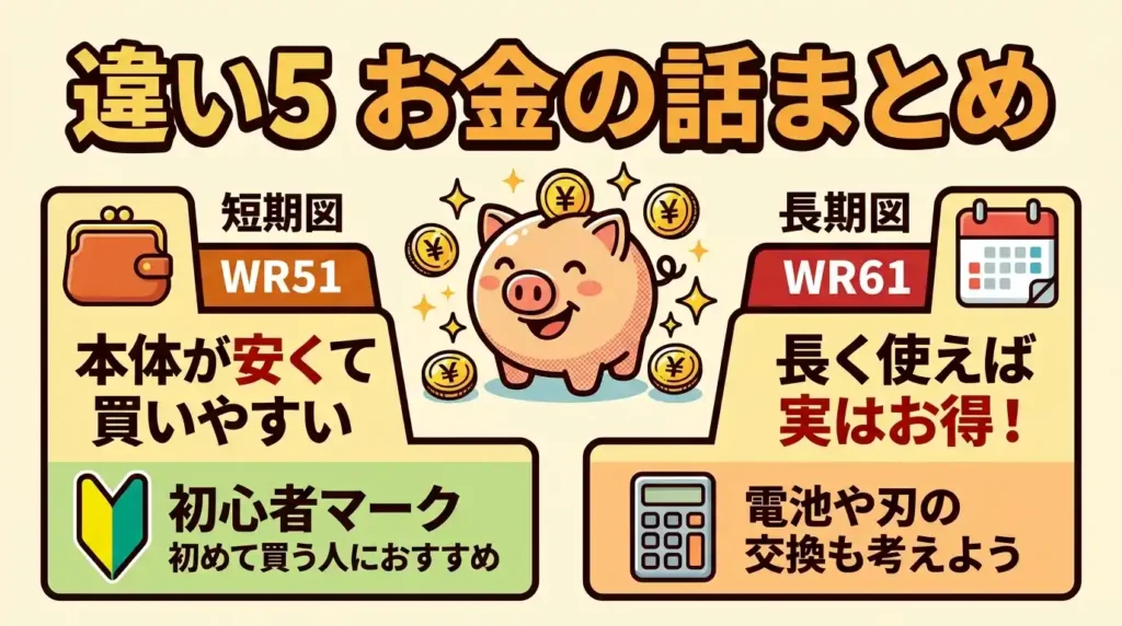 違い⑤ 値段とあとからかかるお金：刃・電池まで見て選ぶコツ