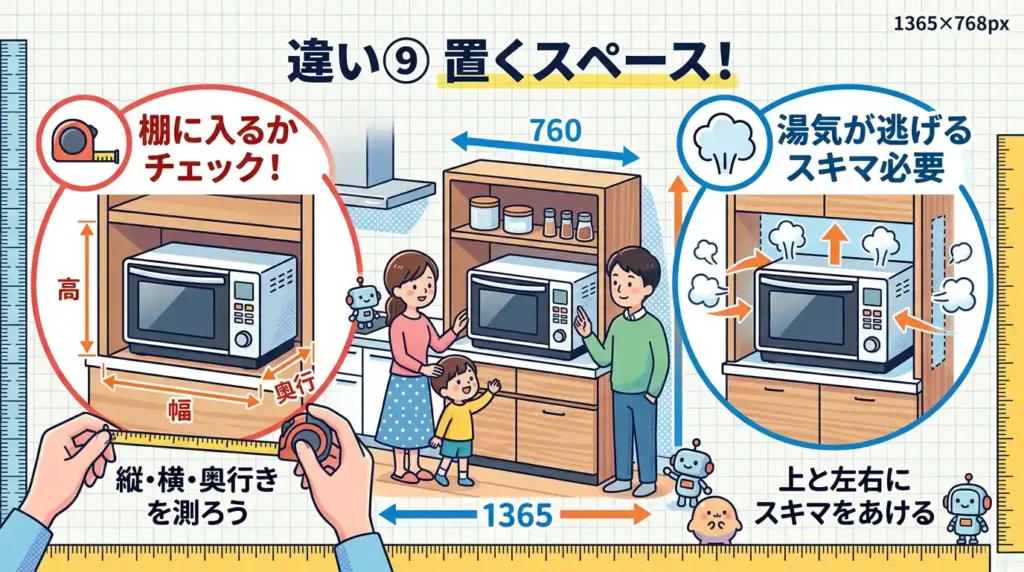 比較⑨ サイズ・設置スペース 〜高さと蒸気の逃げ場〜