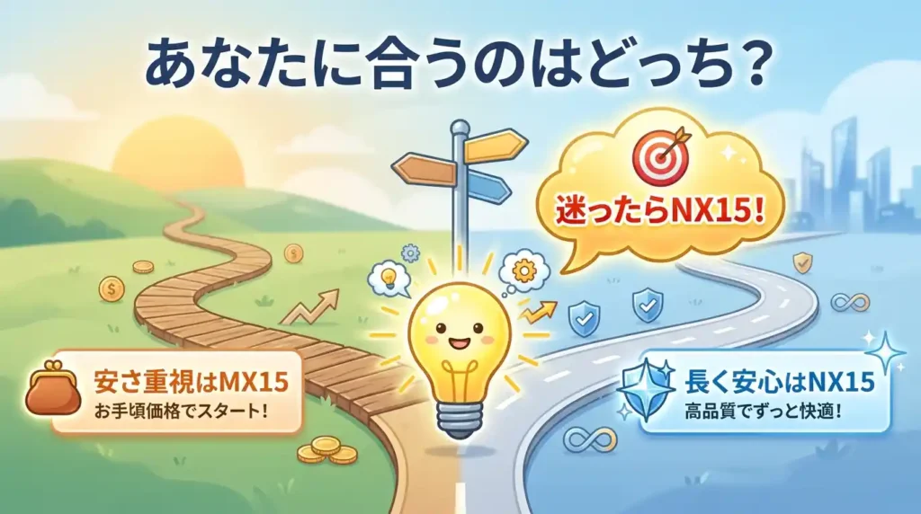 結論〜IG-NX15とIG-MX15はこんな人にどっちがおすすめ？