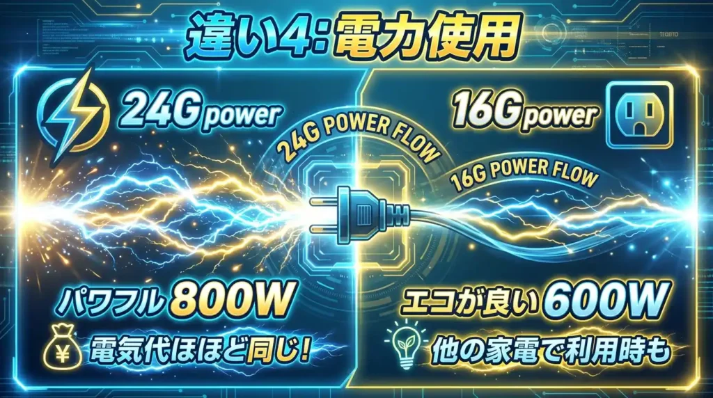 違い4 消費電力：800W vs 600Wで電気代と分電盤への影響を比較