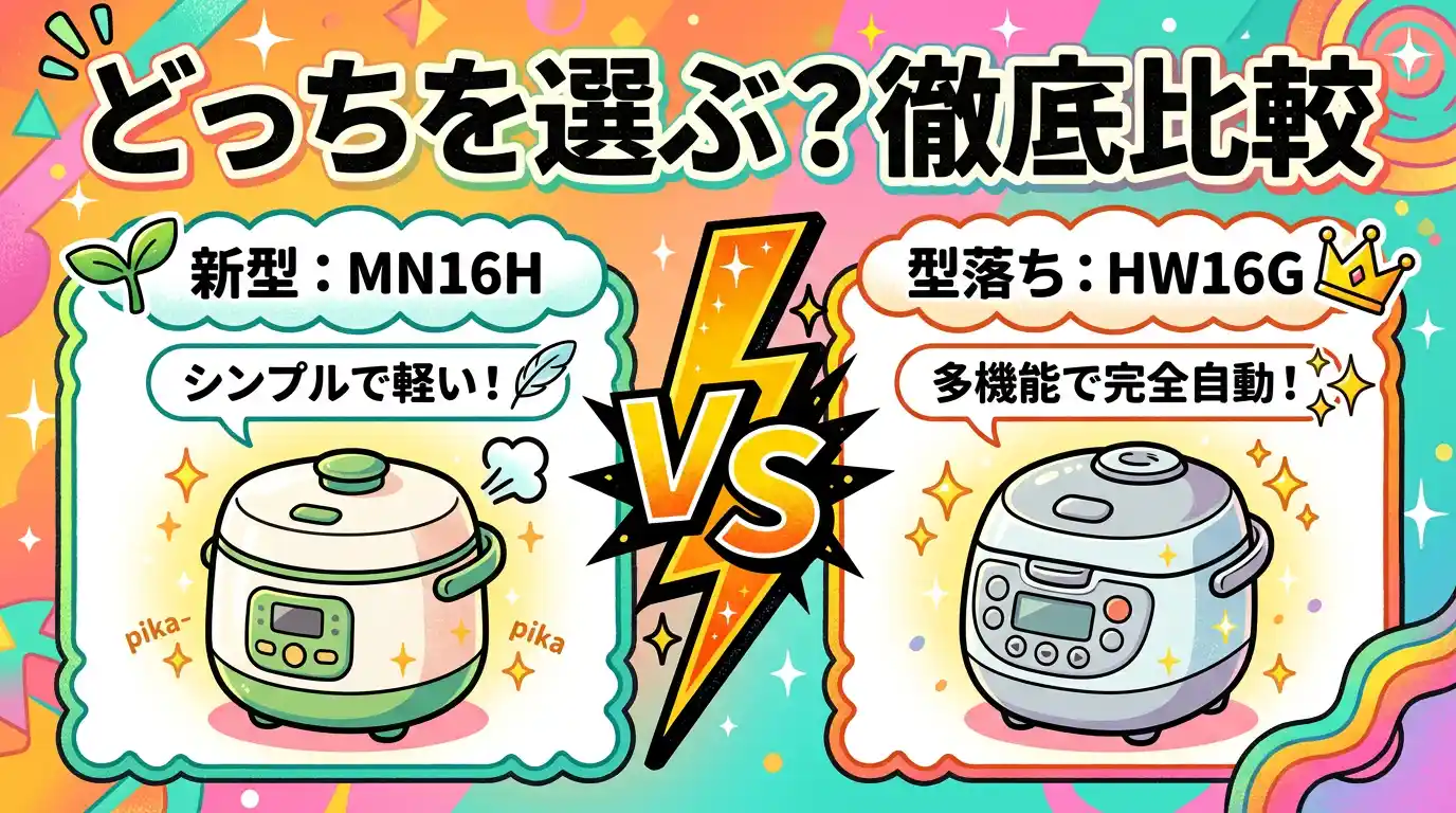 型落ちが多機能！KN-MN16HとKN-HW16Gの違いを6つ比較したらどっち？