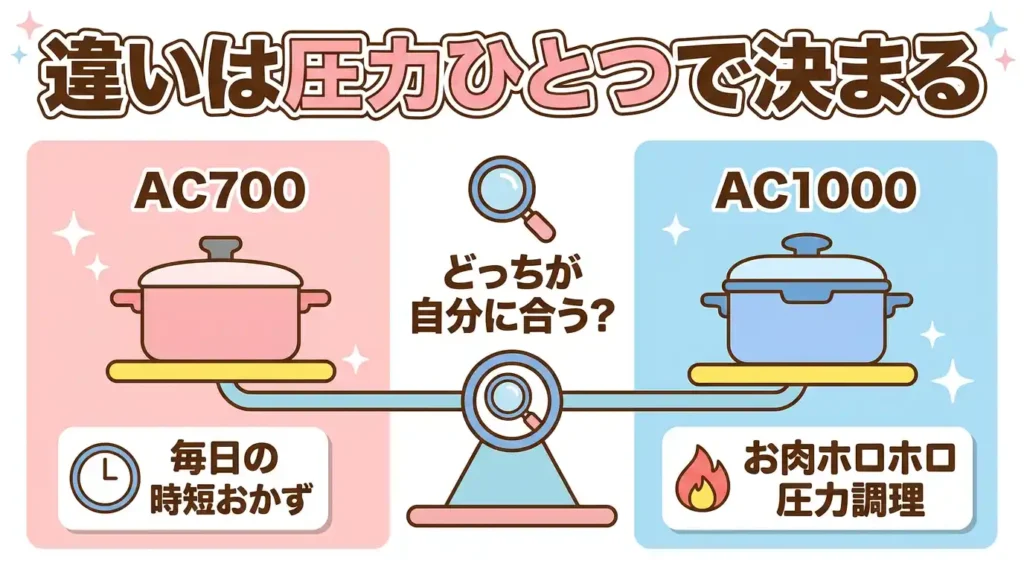 NF-AC700とNF-AC1000の違いを一覧で比較：結論は圧力ひとつで決まる