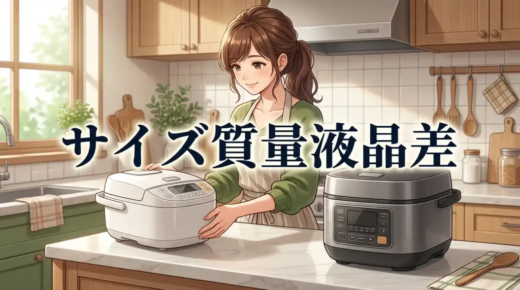 違い5 サイズ・質量・液晶位置：5.2kgと3.9kgで出し入れが変わる