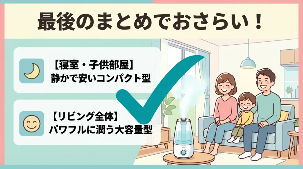 まとめ：寝室かリビングか、置く部屋でKC-40TH7とKC-50TH7を選ぼう