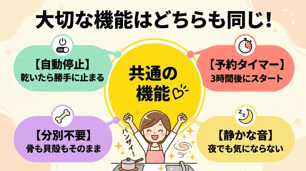 パリパリキューとライトの共通点：どっちを選んでも生ごみの悩みは解決できる